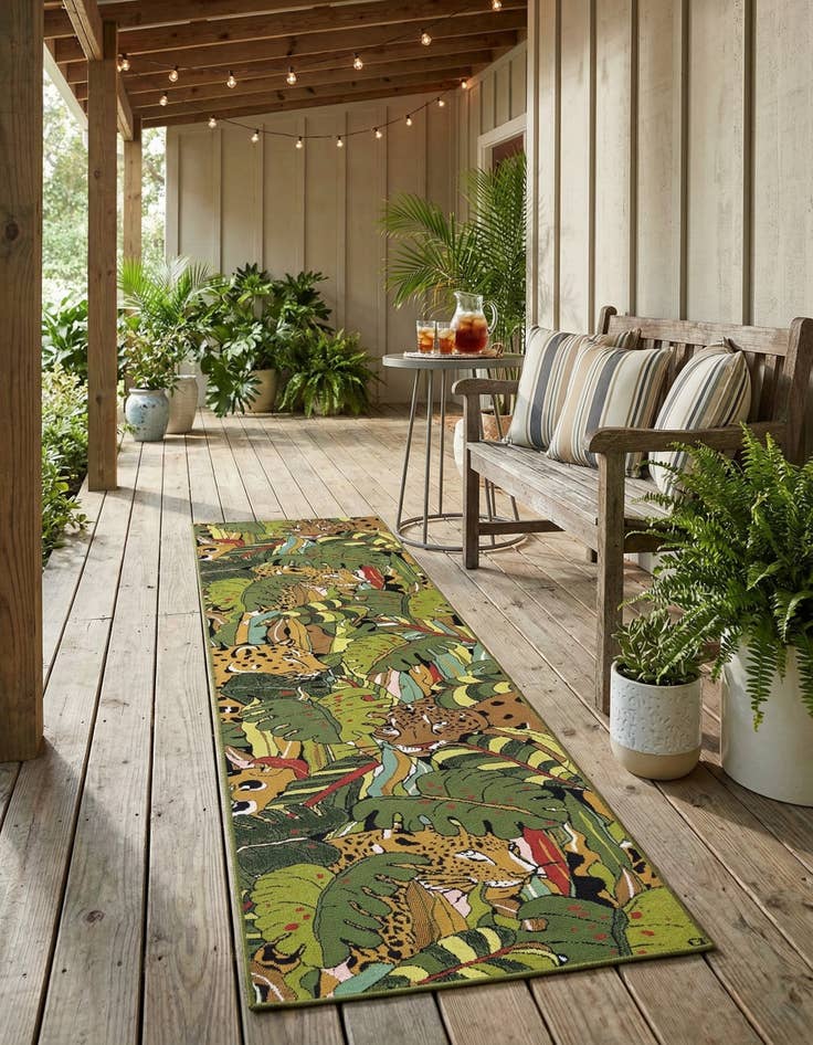 Detail image of 2' 7 x 10' Easy-Clean Botanical Indoor / Outdoor Runner Rug