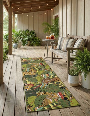 2' 7 x 10' Easy-Clean Botanical Indoor / Outdoor Runner Rug