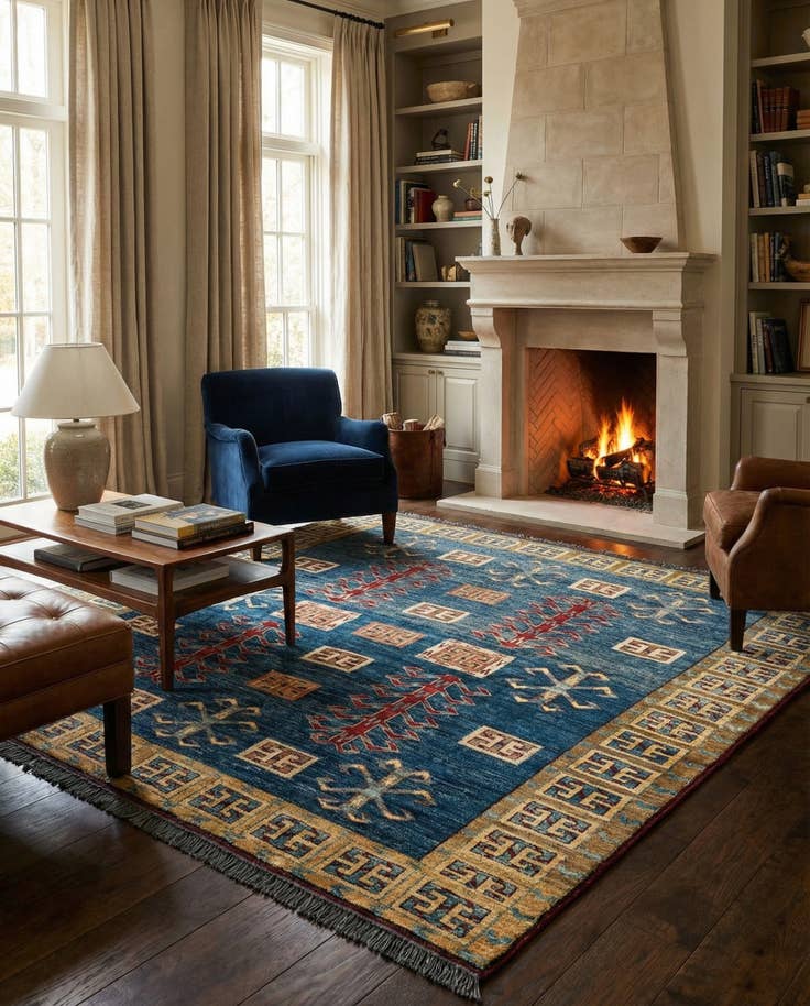 Detail image of 6' 3 x 6' 8 Hand Knotted Ziegler Wool Square Rug