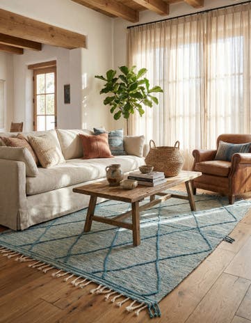 6' 9 x 9' 8 Hand Knotted Moroccan Wool Rug