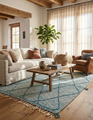 6' 9 x 9' 8 Hand Knotted Moroccan Wool Rug