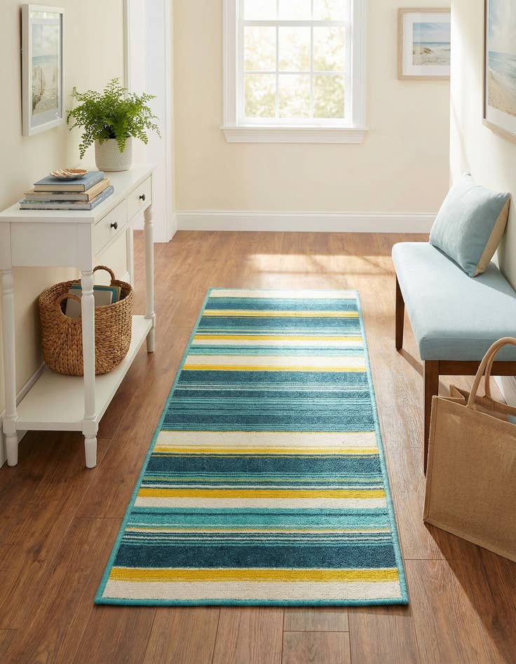 Detail image of 2' x 5' Easy-Clean Border Indoor / Outdoor Runner Rug