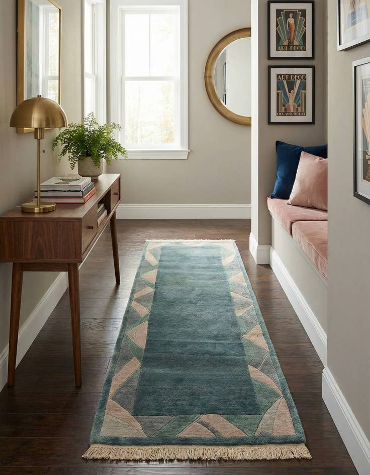 Detail image of 2' 6 x 8'  Hand Knotted Tibet Wool Runner Rug