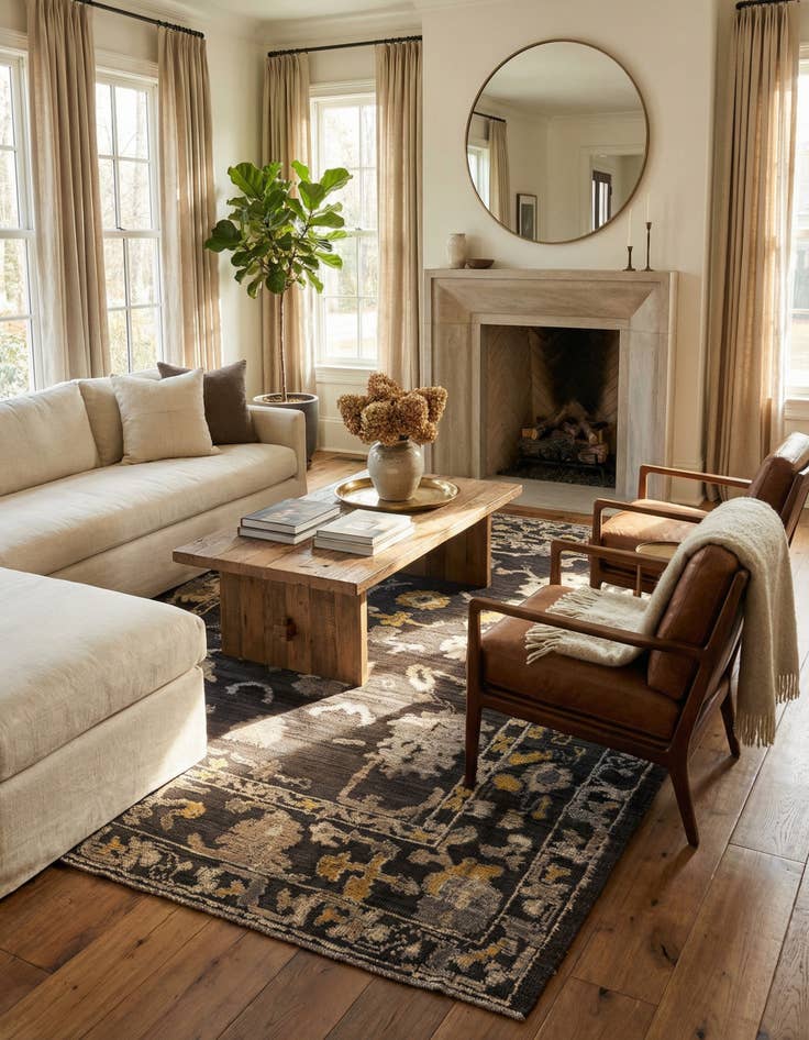 Detail image of 8' 5 x 9' 5  Hand Knotted Oushak Wool Rug