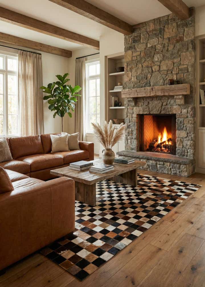 5' x 8' Cowhide Leather Rug