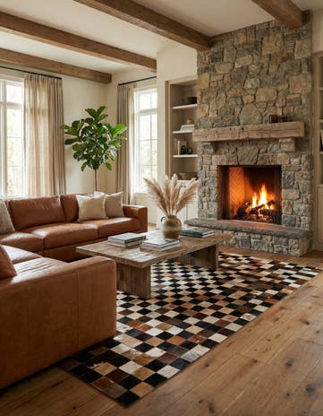 5' x 8' Cowhide Leather Rug
