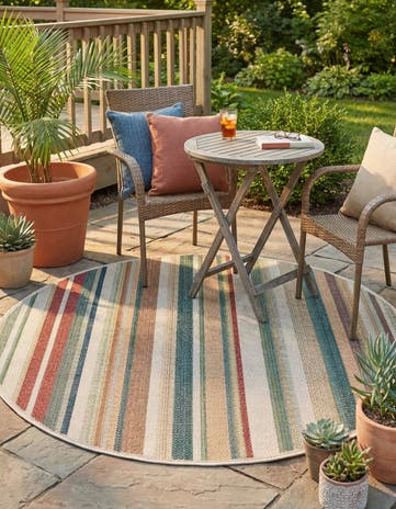 5' 3 x 5' 3 Easy-Clean Baja Indoor / Outdoor Round Rug