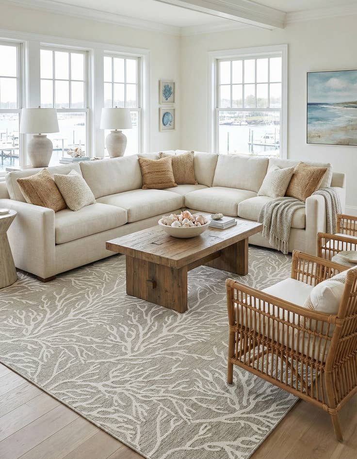 Detail image of  13' x 13'  Washable Coastal Indoor / Outdoor Square Rug