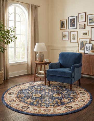 Light Blue Eden Round Rug