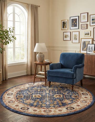 Light Blue Eden Round Rug