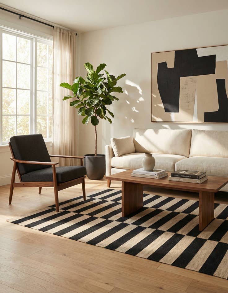 Detail image of 3' 3 x 4' 11  Hand Woven Kilim Modern Wool Rug