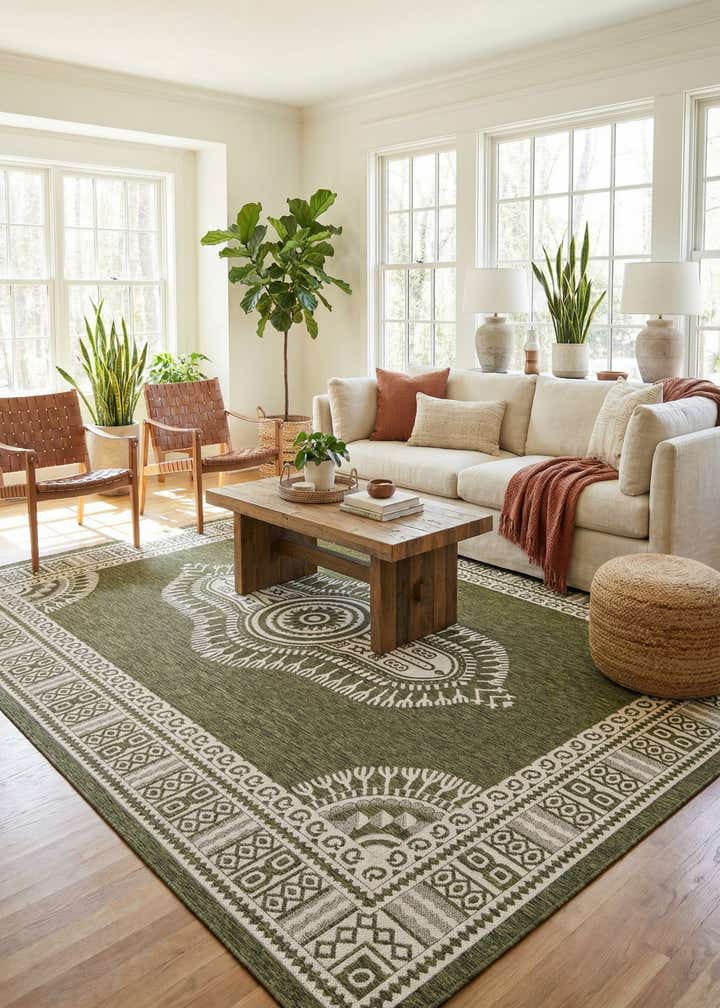 10' x 14' Easy-Clean Traditional Indoor / Outdoor Rug