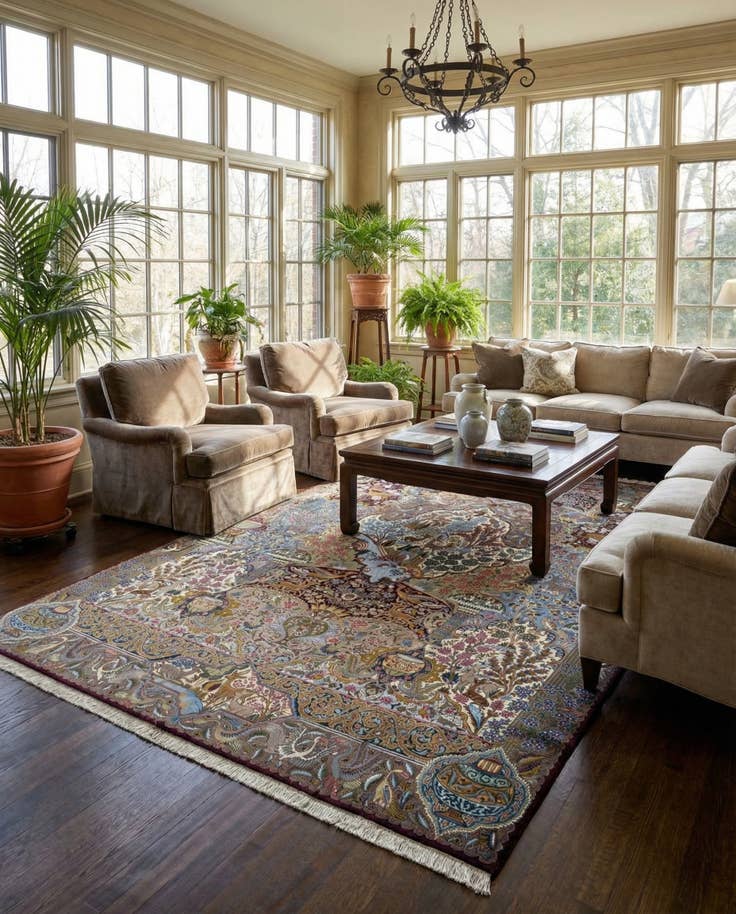 Detail image of 9' 11 x 13' Hand Knotted Kashmar Persian Wool Rug