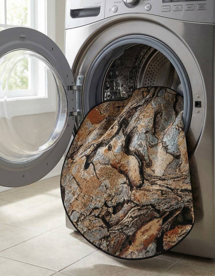 Detail image of  4' x 4'  Washable Modern Indoor / Outdoor Round Rug