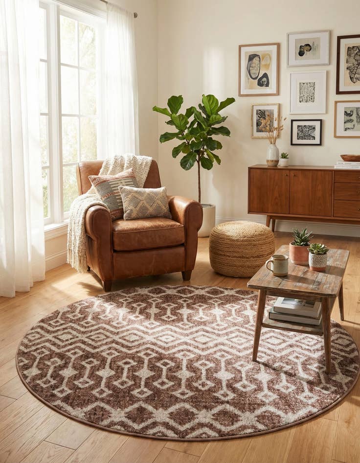 Detail image of  3' 3 x 3' 3 Eco Trellis Round Rug