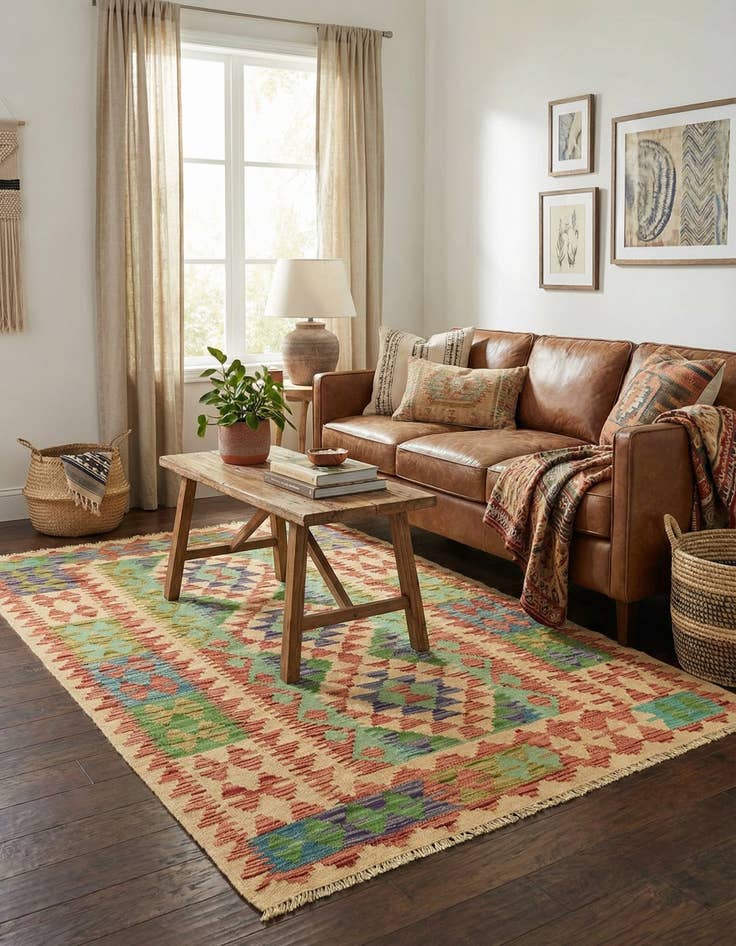 Detail image of 3' 3 x 5' 1  Hand Woven Kilim Maymana Wool Rug