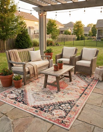 6' x 9' Easy-Clean Traditional Indoor / Outdoor Rug