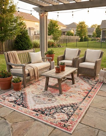 6' x 9' Easy-Clean Traditional Indoor / Outdoor Rug