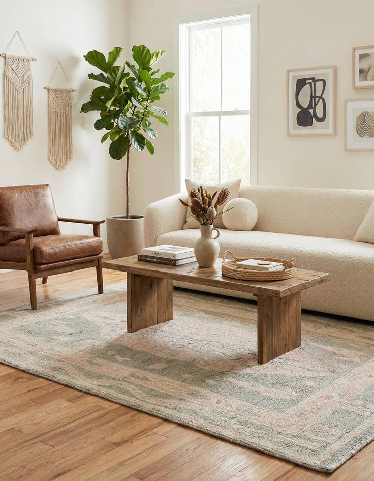 Detail image of 4' 10 x 8'  Hand Knotted Moroccan Wool Rug