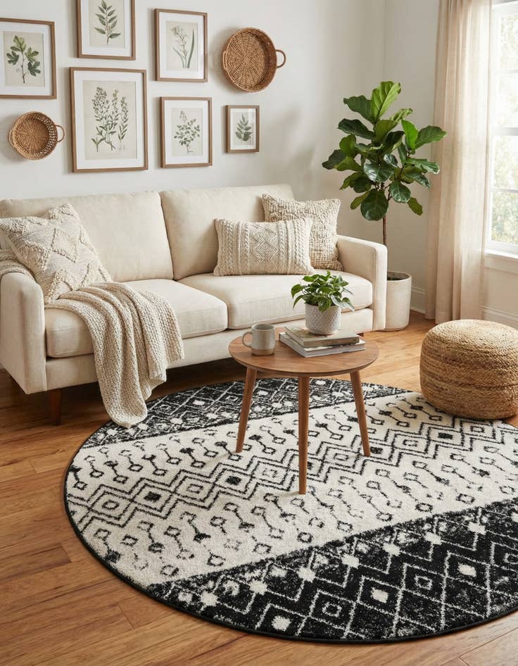 Detail image of  5' 3 x 5' 3 Moroccan Trellis Round Rug