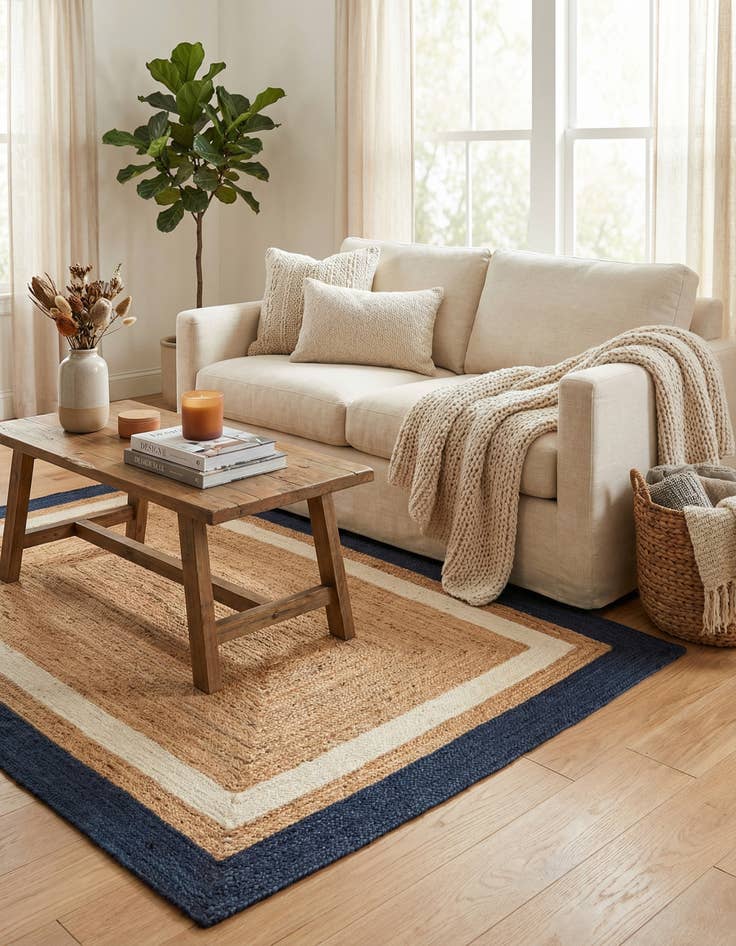 Detail image of 6' 1 x 9'  Hand Braided Jute Rug