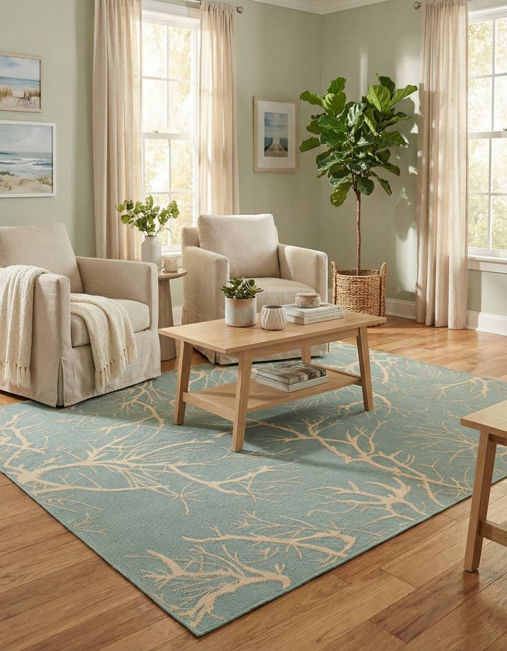 Detail image of 9' x 12' 2  Washable Botanical Indoor / Outdoor Rug