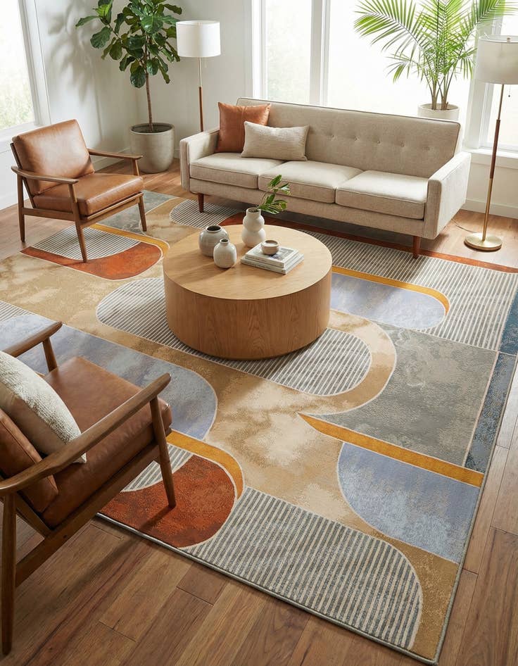 Detail image of  9' x 12'  Washable Modern Indoor / Outdoor Rug