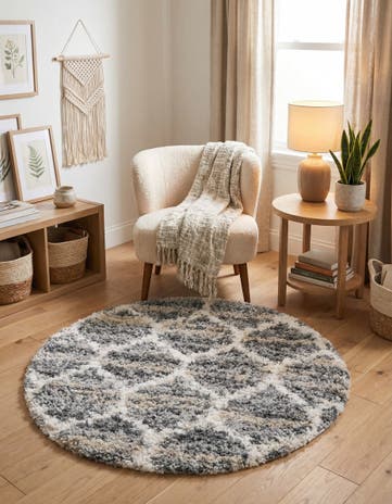 Gray Athena Shag Round Rug