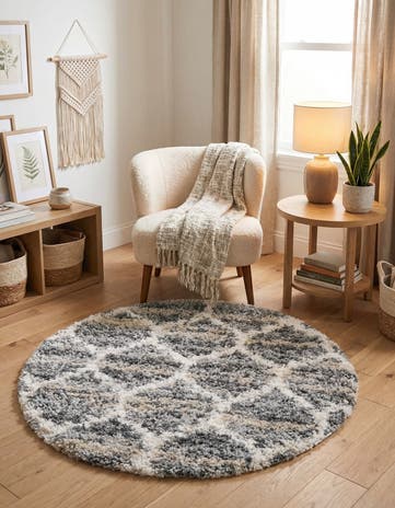 Gray Athena Shag Round Rug