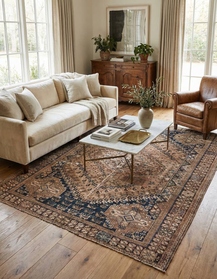 Detail image of  5' 10 x 7' 9  Hand Knotted Ultra Vintage Persian Wool Rug