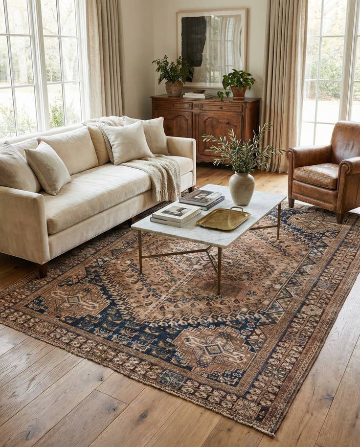 Detail image of 5' 10 x 7' 9 Hand Knotted Ultra Vintage Persian Wool Rug