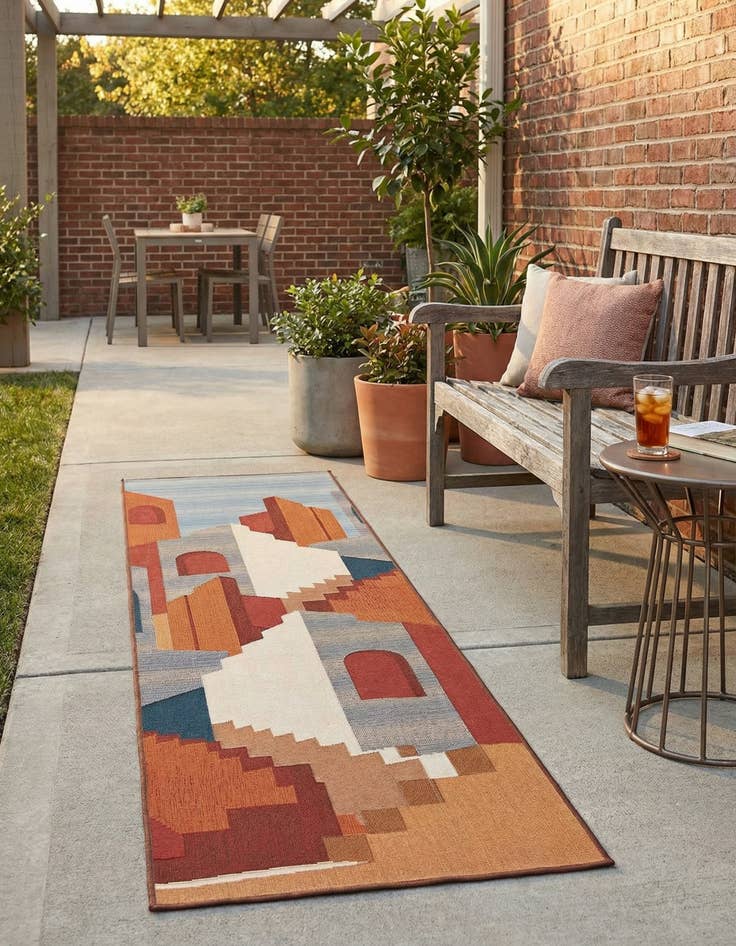 Detail image of 2' x 8'  Washable Modern Indoor / Outdoor Runner Rug