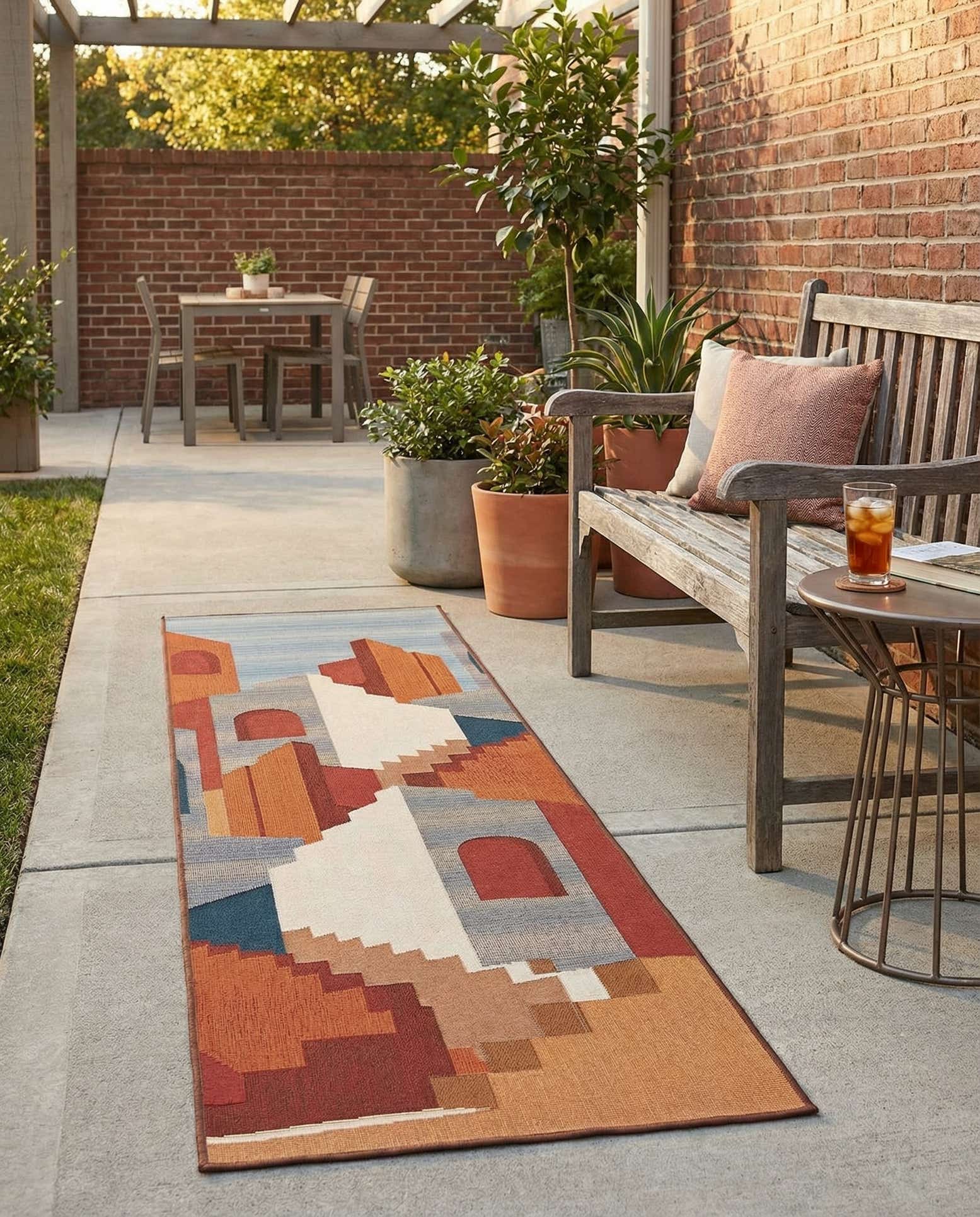 2' x 8' Easy-Clean Modern Indoor / Outdoor Runner Rug