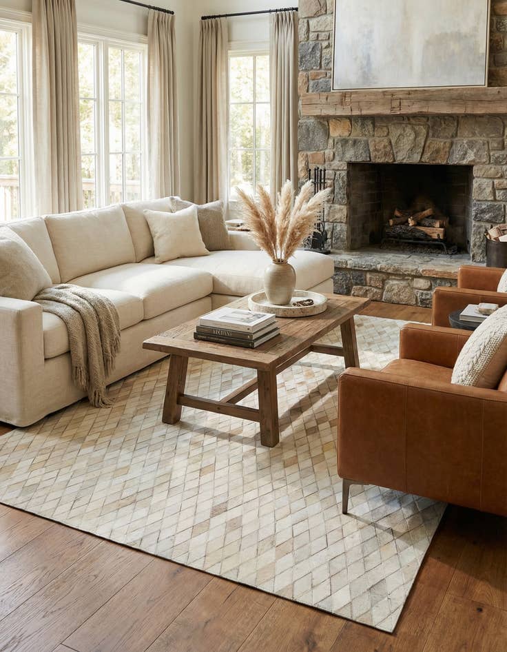 Detail image of  5' 1 x 8' 2 Cowhide - Patchwork Rug