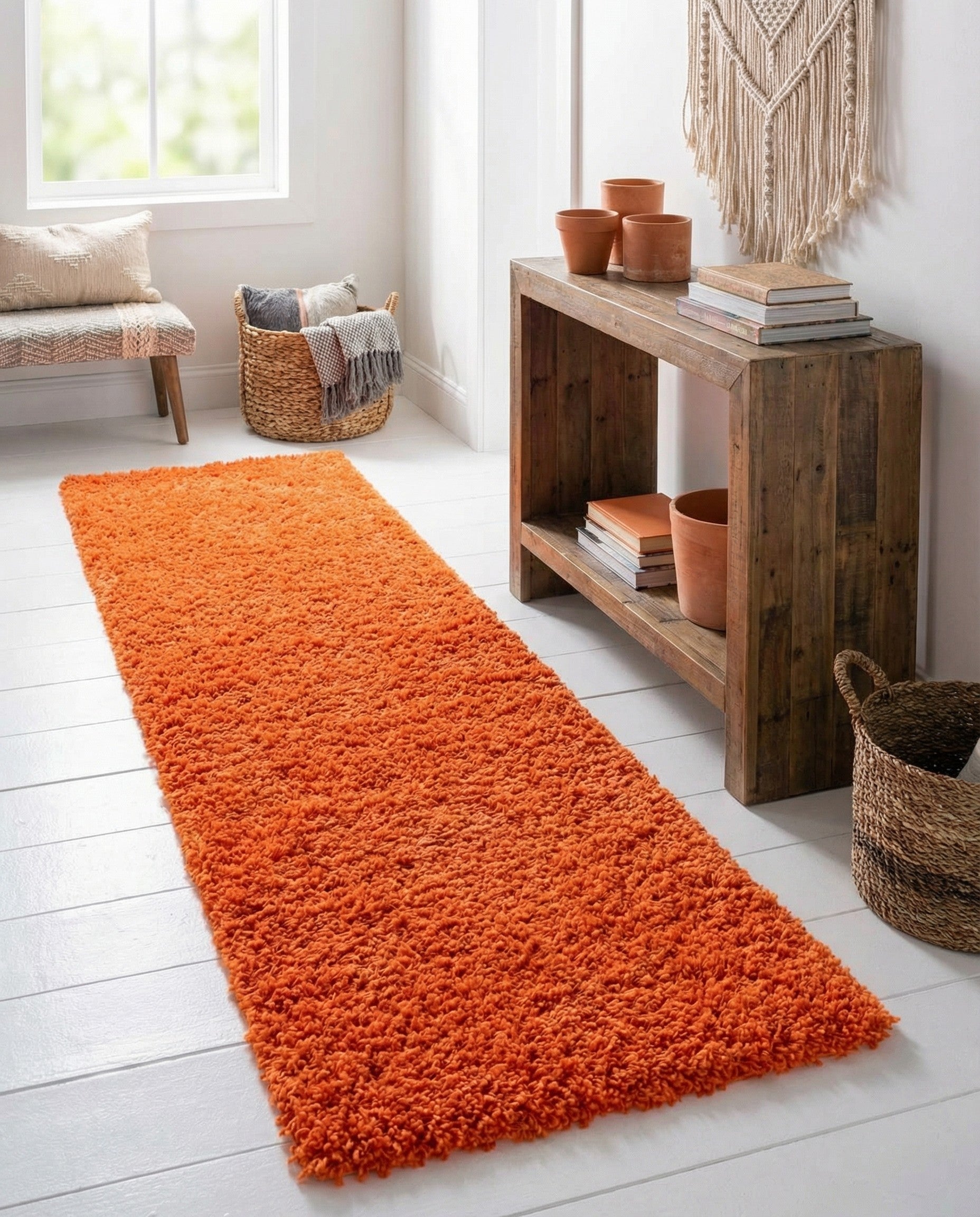  2' x 6' 5 Solid Shag Runner Rug