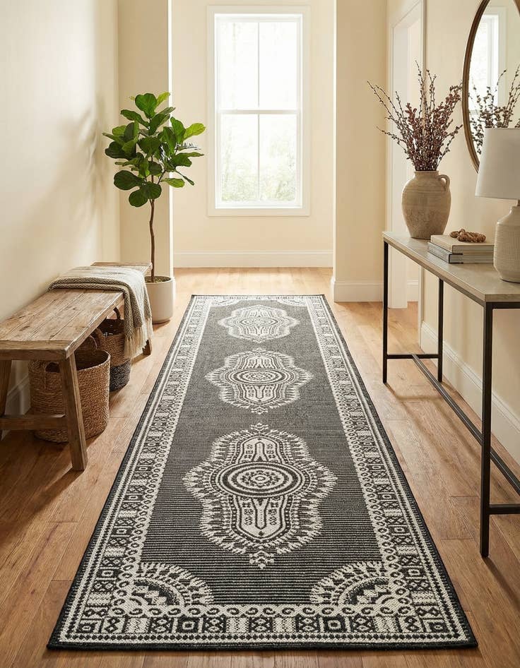 Detail image of 2' 7 x 12'  Washable Traditional Indoor / Outdoor Runner Rug
