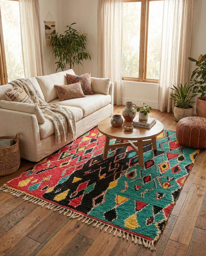 4' 5 x 6' 4 Hand Knotted Moroccan Wool Rug