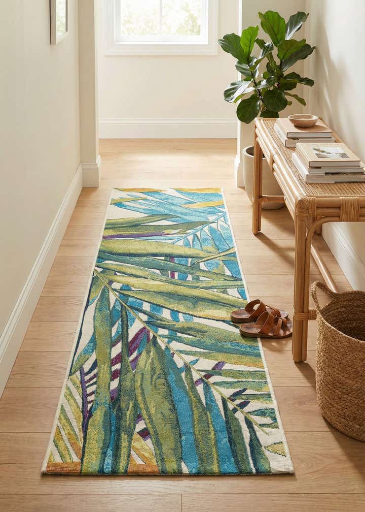 2' x 6' Easy-Clean Botanical Indoor / Outdoor Runner Rug