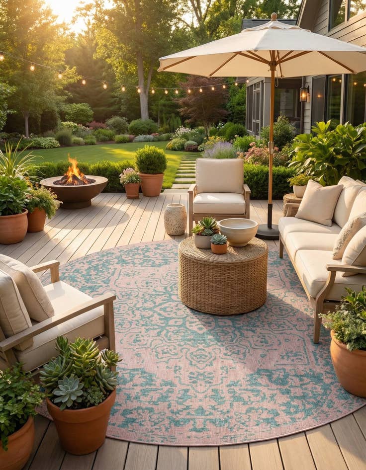 Detail image of 13' x 13'  Washable Jill Zarin Dubai Indoor / Outdoor Round Rug