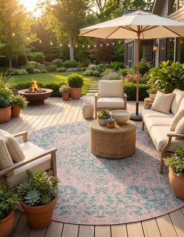 13' x 13' Easy-Clean Jill Zarin Dubai Indoor / Outdoor Round Rug