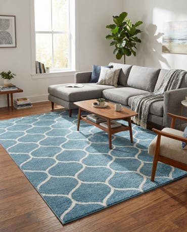  7' 10 x 11' Lattice Frieze Rug