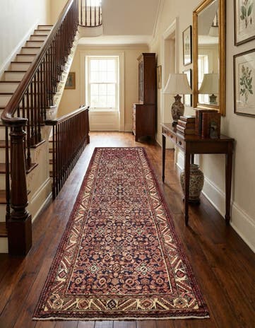3' 8 x 11' 1 Hand Knotted Hossainabad Persian Wool Runner Rug