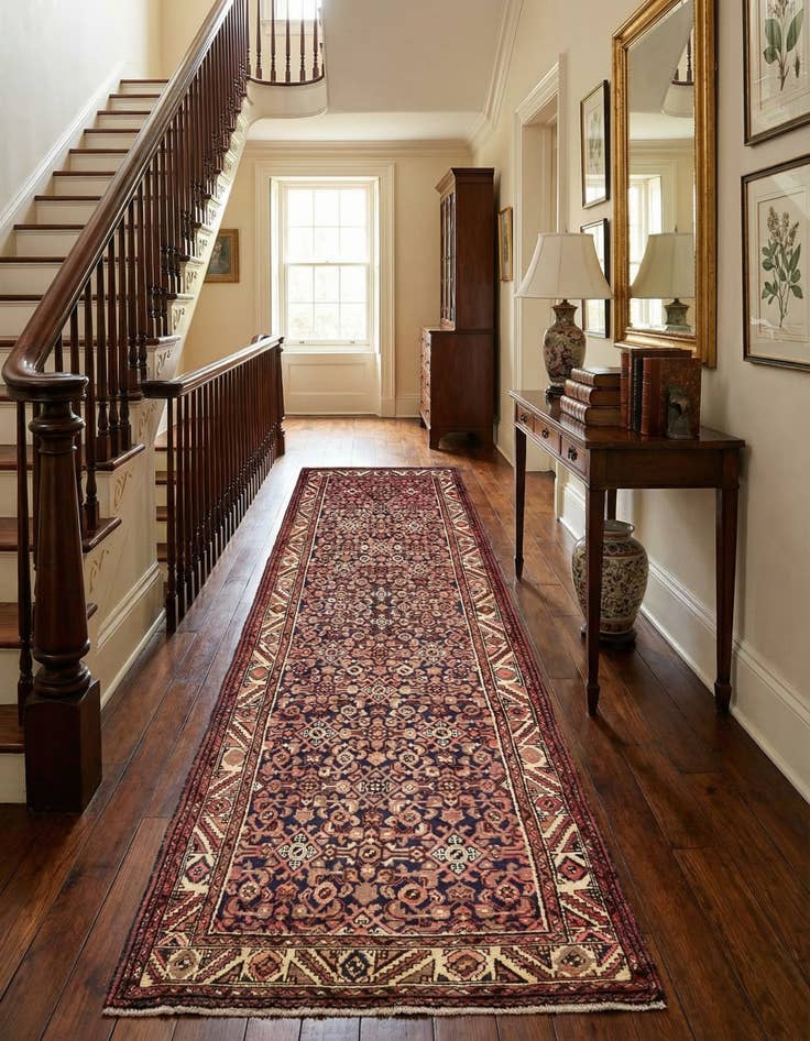 Detail image of 3' 8 x 11' 1 Hand Knotted Hossainabad Persian Wool Runner Rug