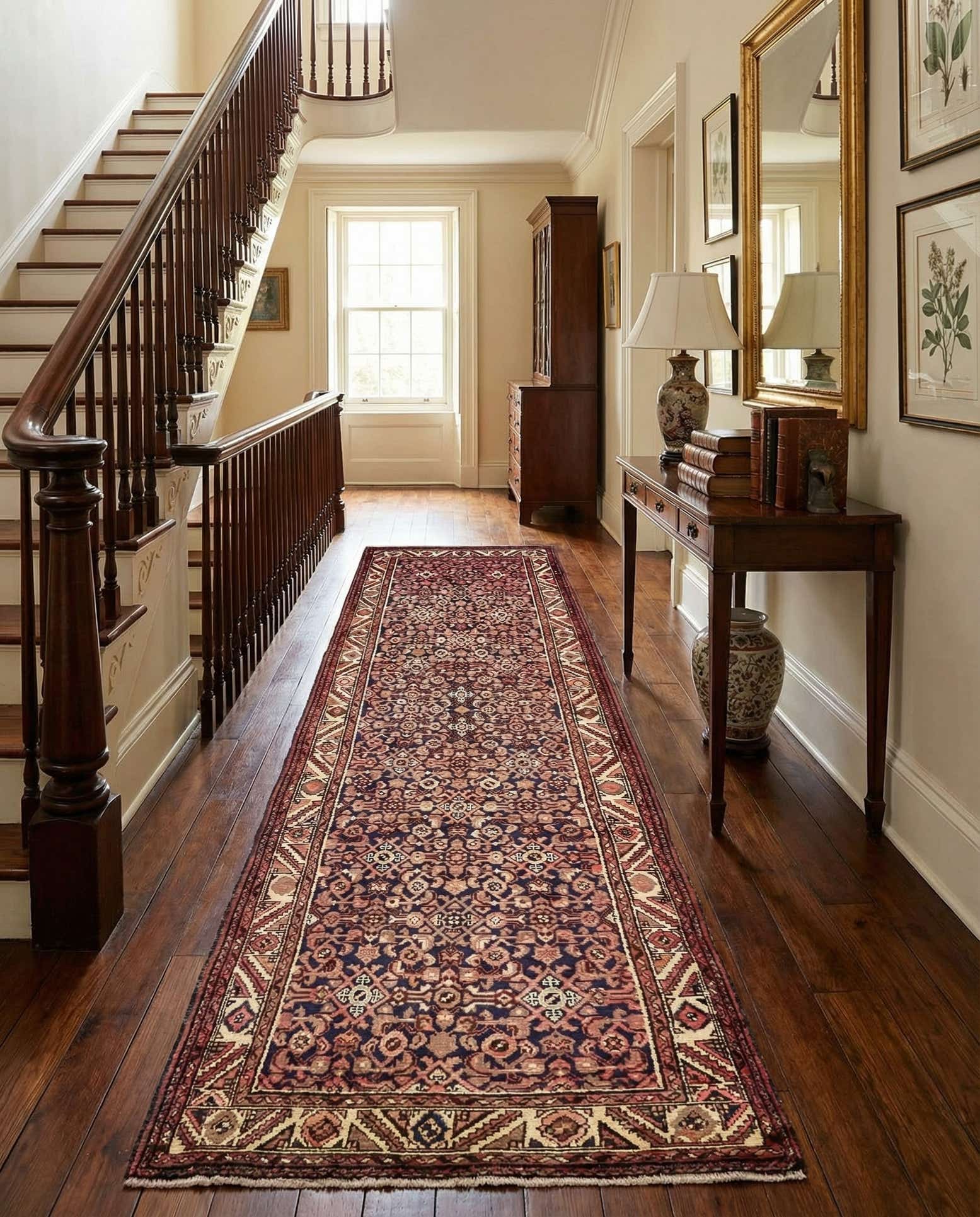 3' 8 x 11' 1 Hand Knotted Hossainabad Persian Wool Runner Rug