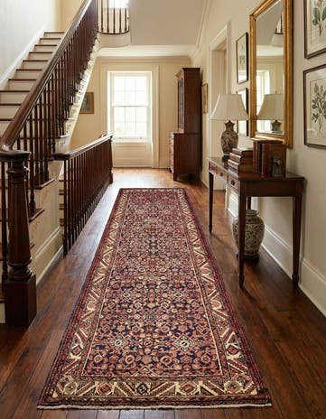 3' 8 x 11' 1 Hand Knotted Hossainabad Persian Wool Runner Rug