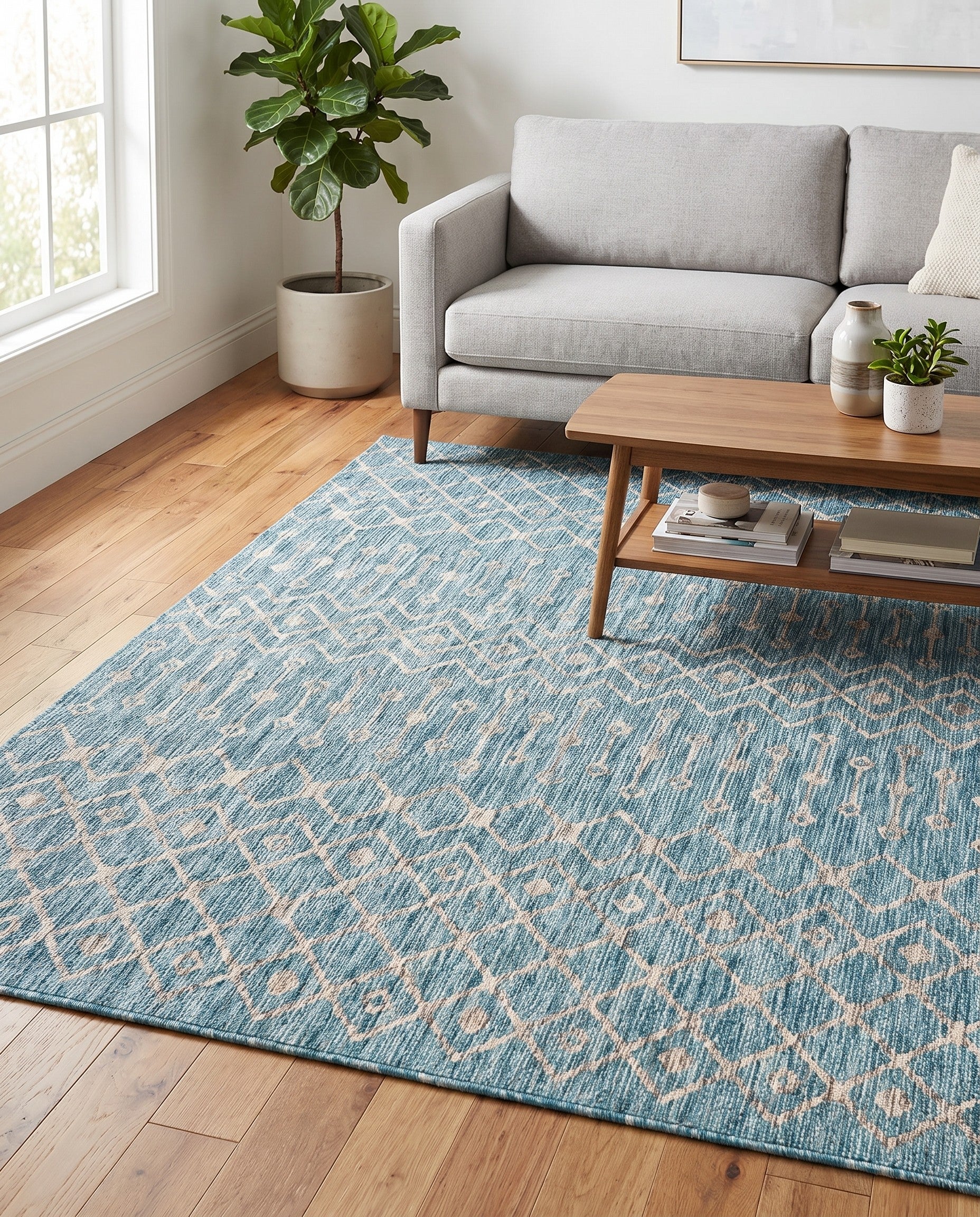 6' x 9' Easy-Clean Trellis Indoor / Outdoor Rug