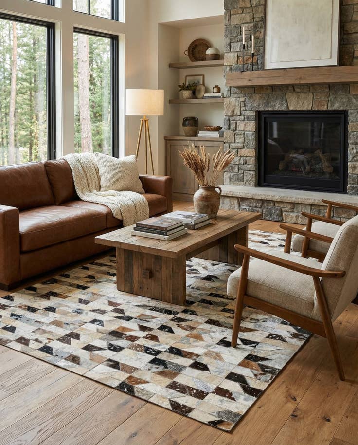 Detail image of 4' x 5' 11 Cowhide - Patchwork Rug