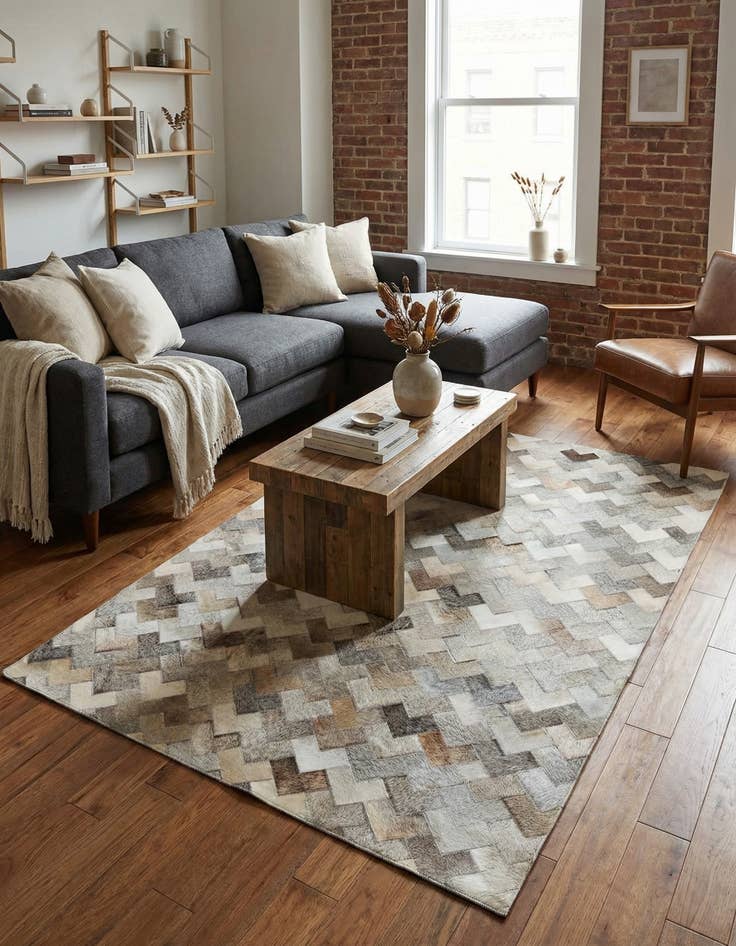 Detail image of  4' x 5' 11 Cowhide Stocks Rug