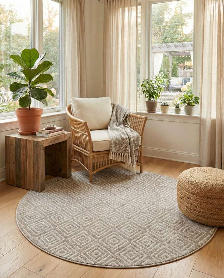 7' 10 x 7' 10 Easy-Clean Sabrina Soto Indoor / Outdoor Round Rug