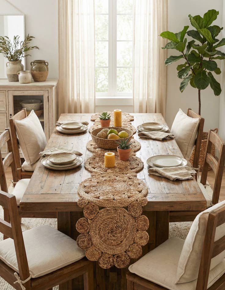 Detail image of 1' 4 x 6' 1 Braided Jute Table Runner Rug